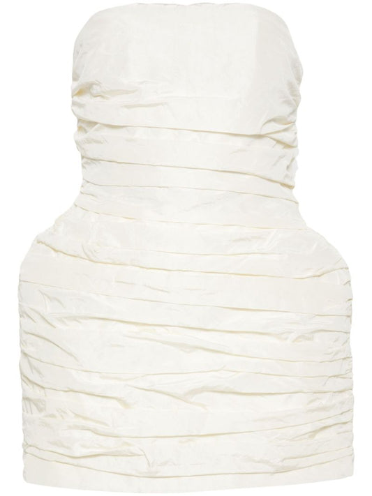 White Crinkled Strapless Mini Dress