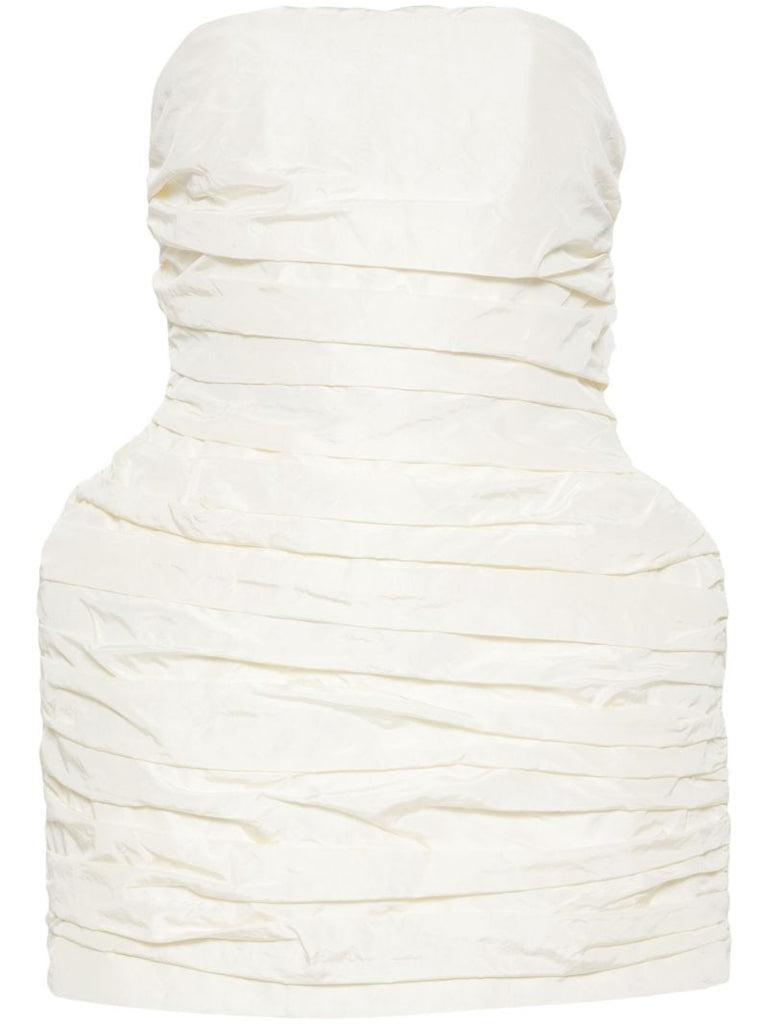 White Crinkled Strapless Mini Dress