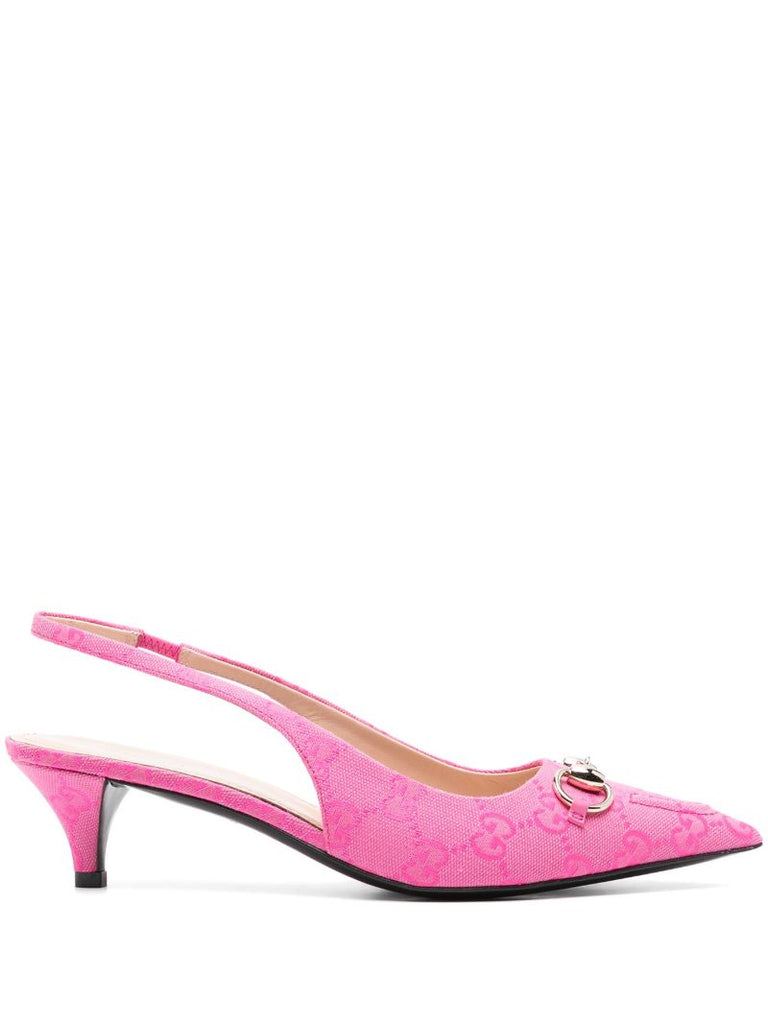 Pink 50 Gg Canvas Slingback Pumps