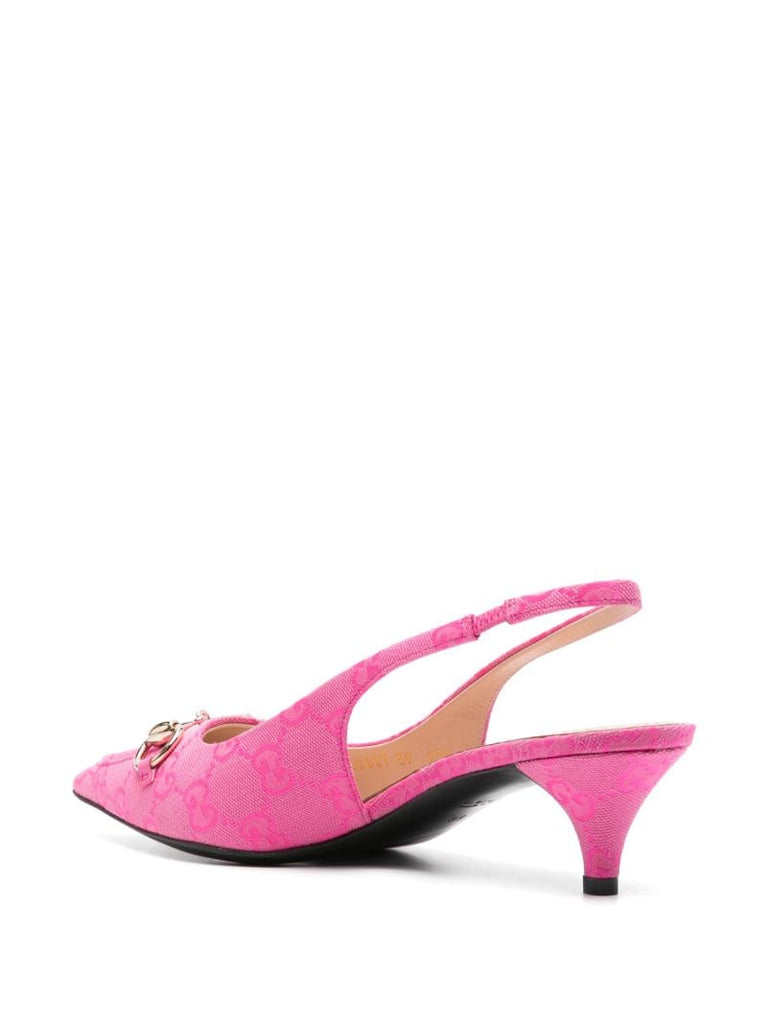 Pink 50 Gg Canvas Slingback Pumps