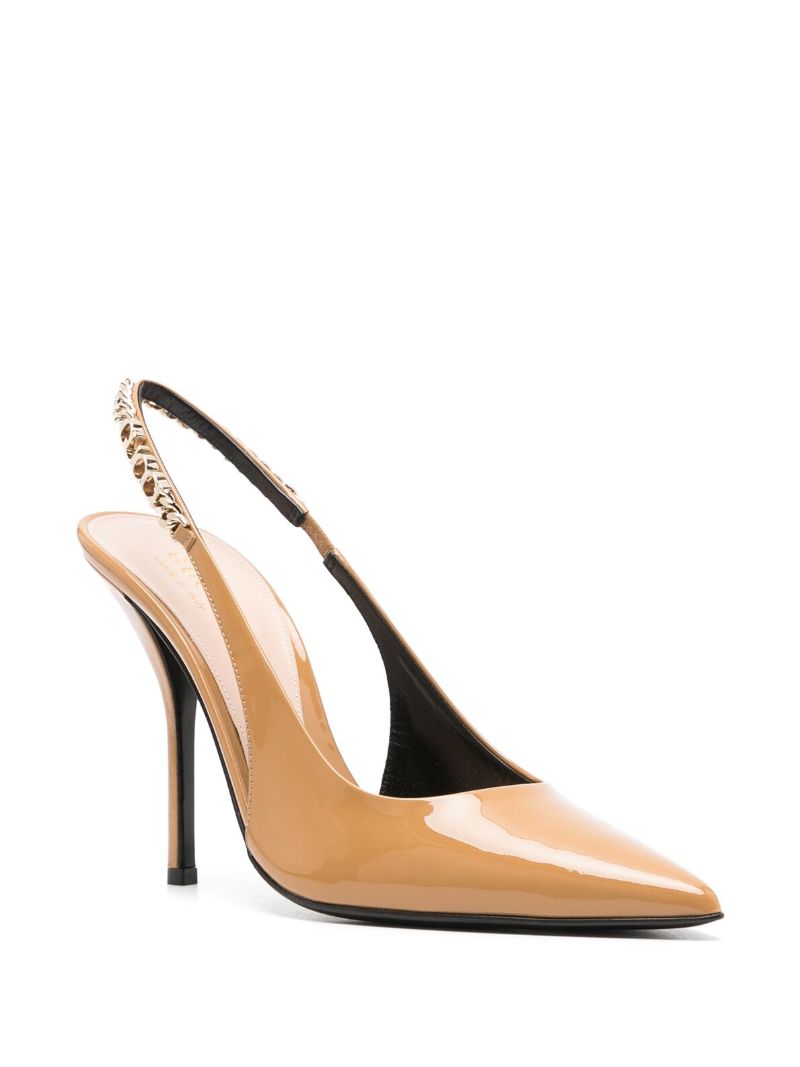 Neutral Gucci Signoria Leather Pumps