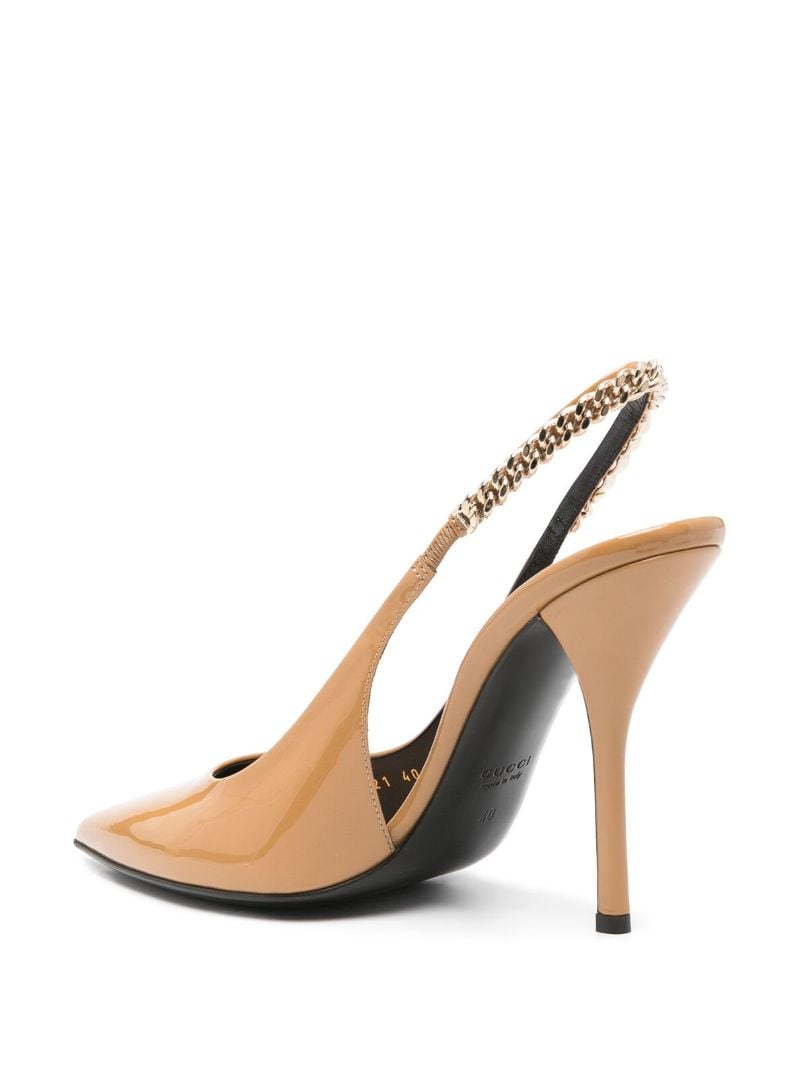 Neutral Gucci Signoria Leather Pumps
