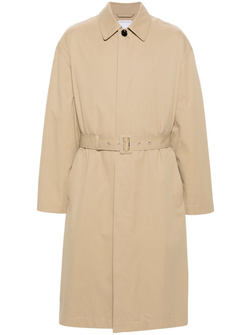 Neutral Belted Cotton Trench Coat