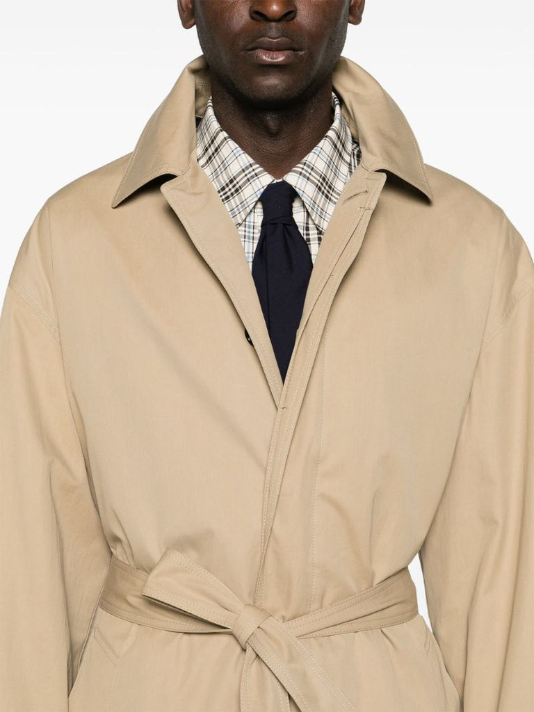 Neutral Belted Cotton Trench Coat