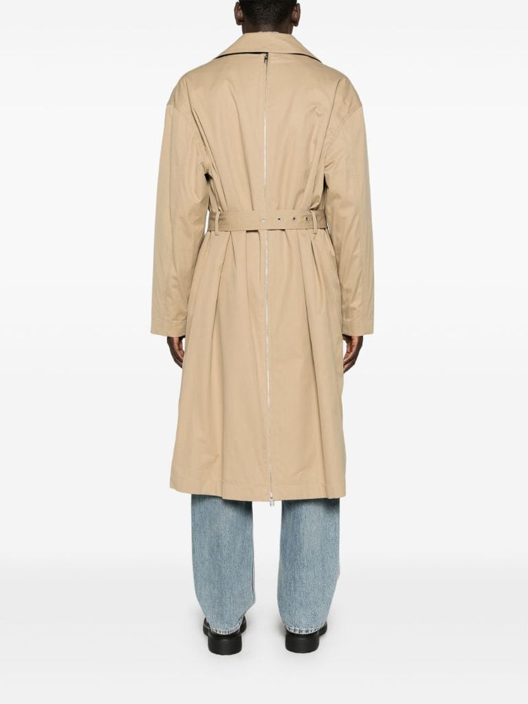 Neutral Belted Cotton Trench Coat