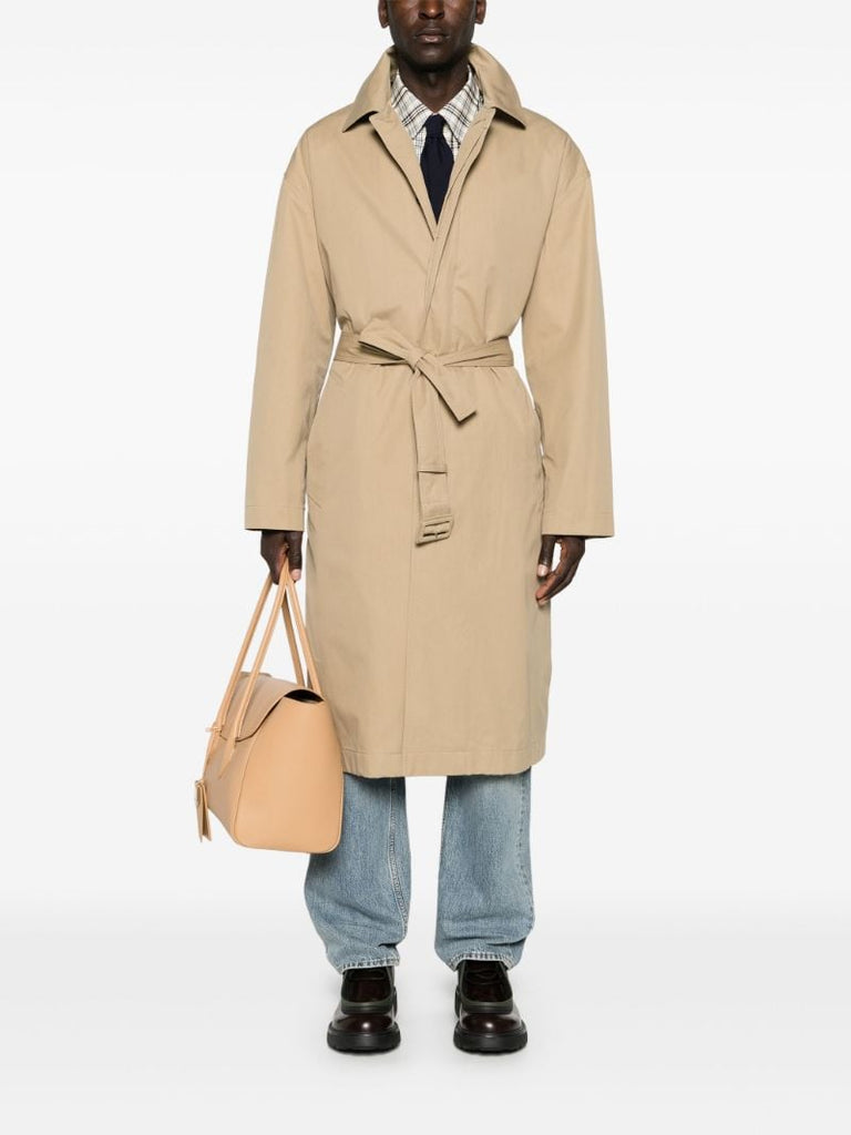 Neutral Belted Cotton Trench Coat