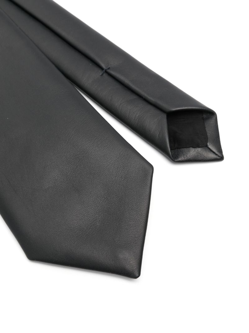 Black Leather Pointed Tie
