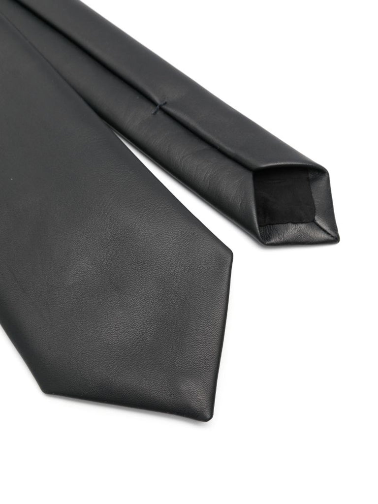Black Leather Pointed Tie