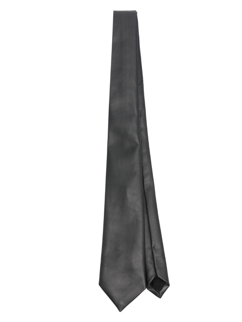 Black Leather Pointed Tie