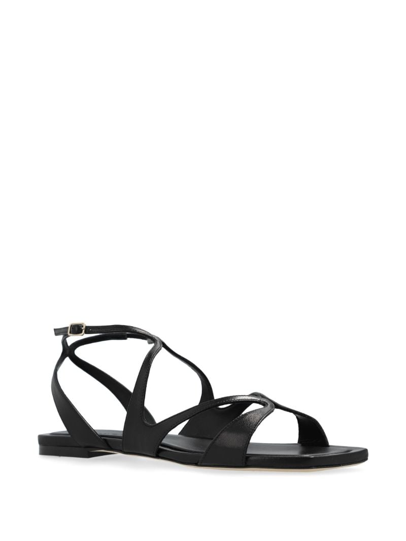 Black Ayla Flat Leather Sandals