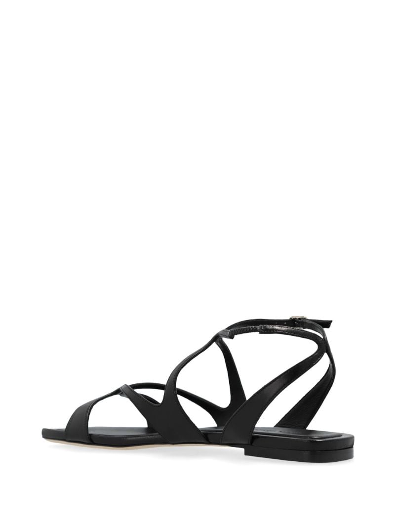 Black Ayla Flat Leather Sandals
