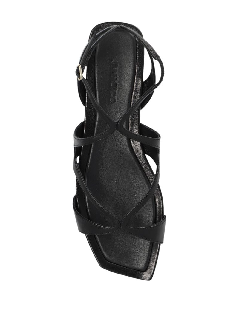 Black Ayla Flat Leather Sandals