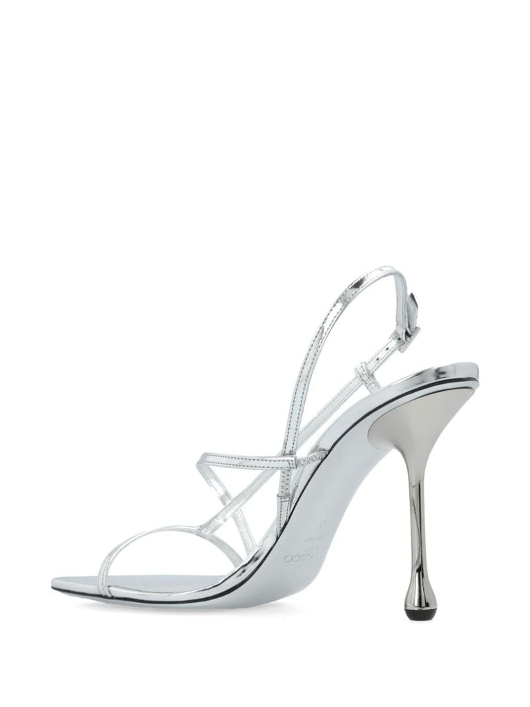 Silver Etana 95mm Metallic Sandals