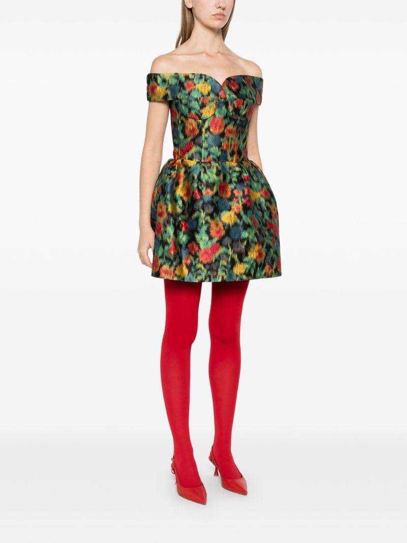 Green Floral-jacquard Dress