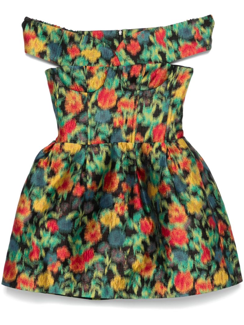 Green Floral-jacquard Dress