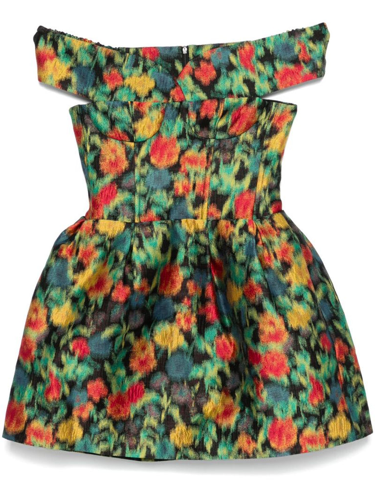Green Floral-jacquard Dress