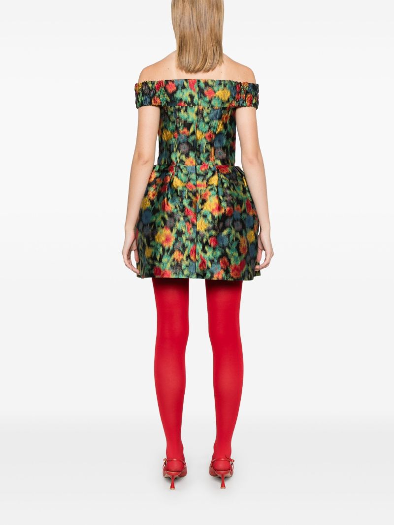 Green Floral-jacquard Dress