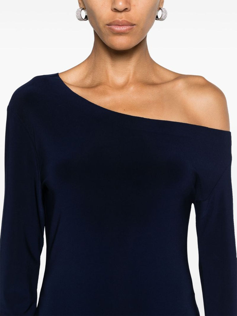 Blue One-shoulder Column Dress