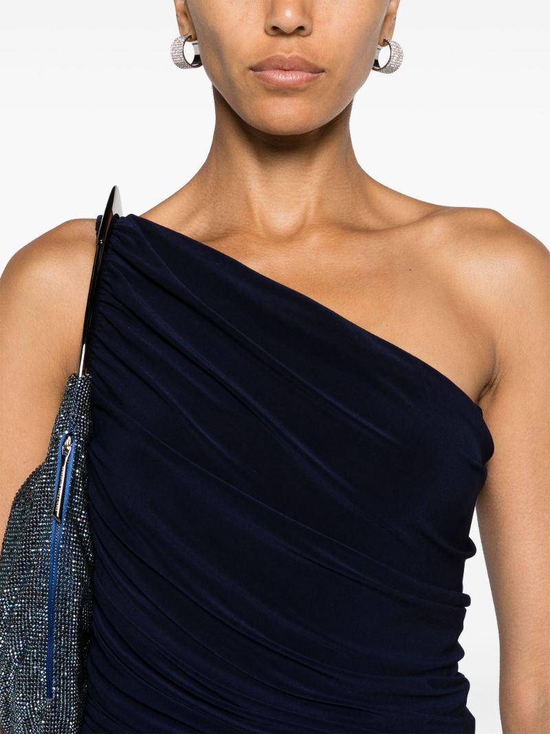 Blue Diana Shirred One-shoulder Gown