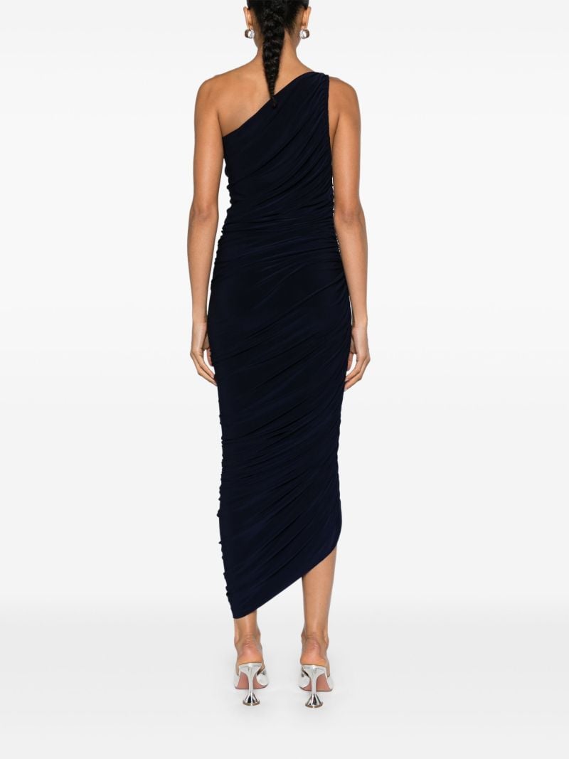Blue Diana Shirred One-shoulder Gown