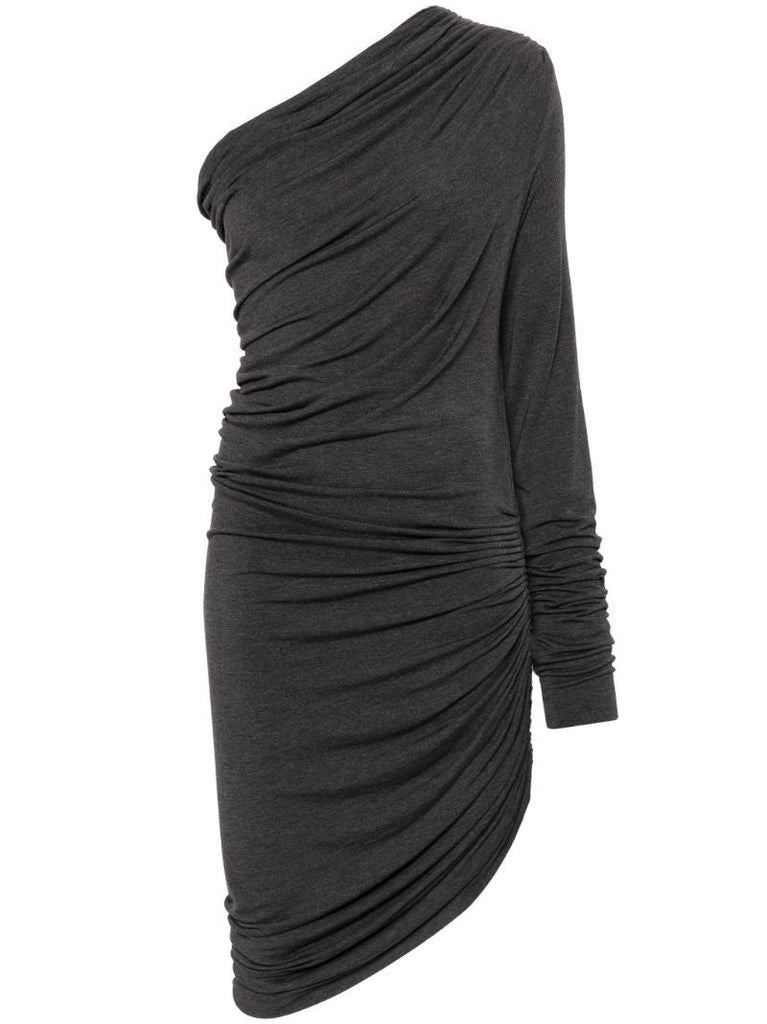 Grey Draped Asymmetric Mini Dress