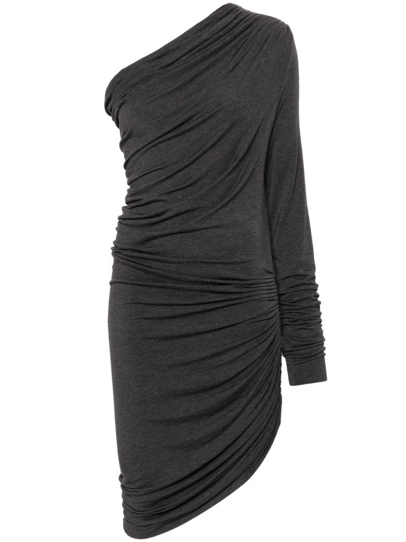 Grey Draped Asymmetric Mini Dress