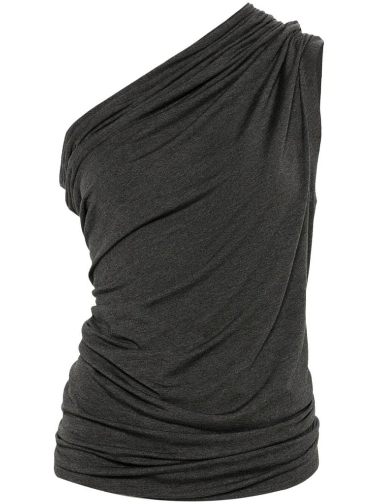 Grey Draped One-shoulder Top