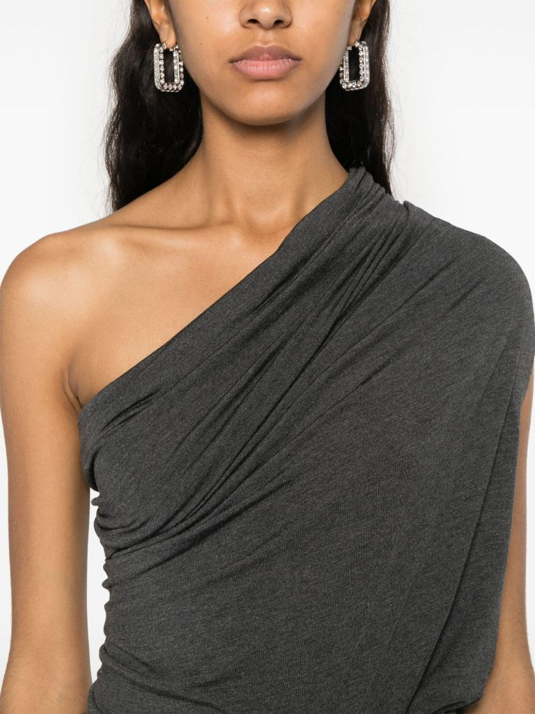 Grey Draped One-shoulder Top