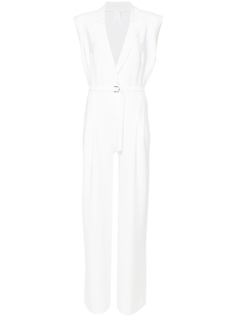 White Belted Wide-leg Jumpsuit