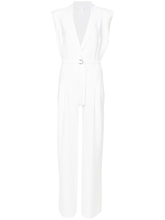 White Belted Wide-leg Jumpsuit