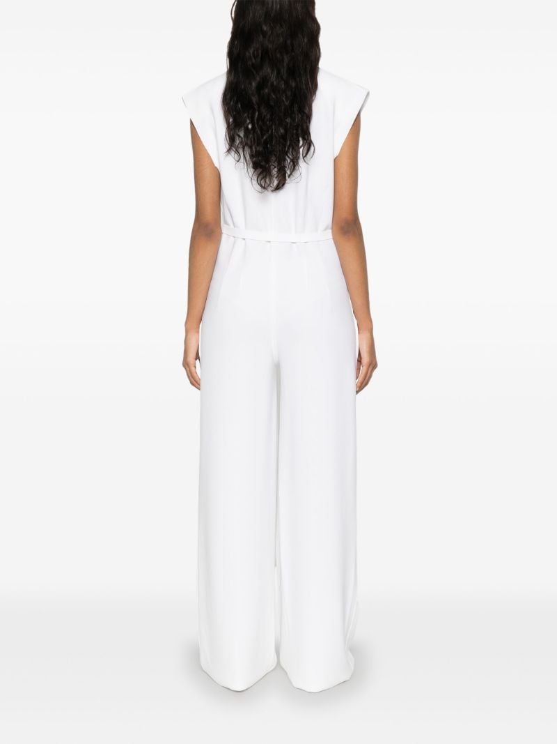 White Belted Wide-leg Jumpsuit