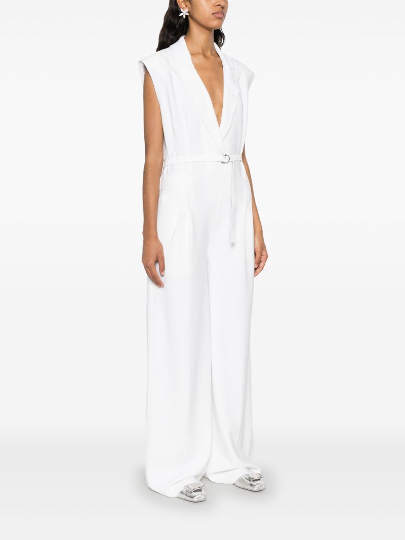 White Belted Wide-leg Jumpsuit