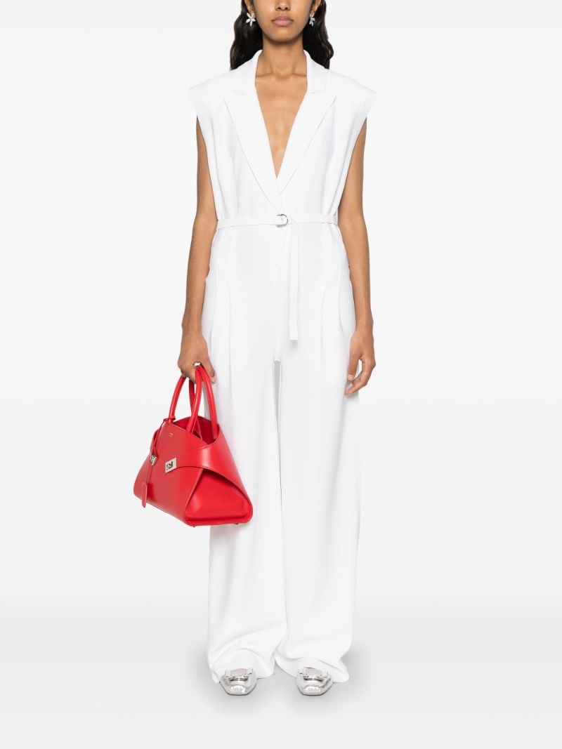 White Belted Wide-leg Jumpsuit
