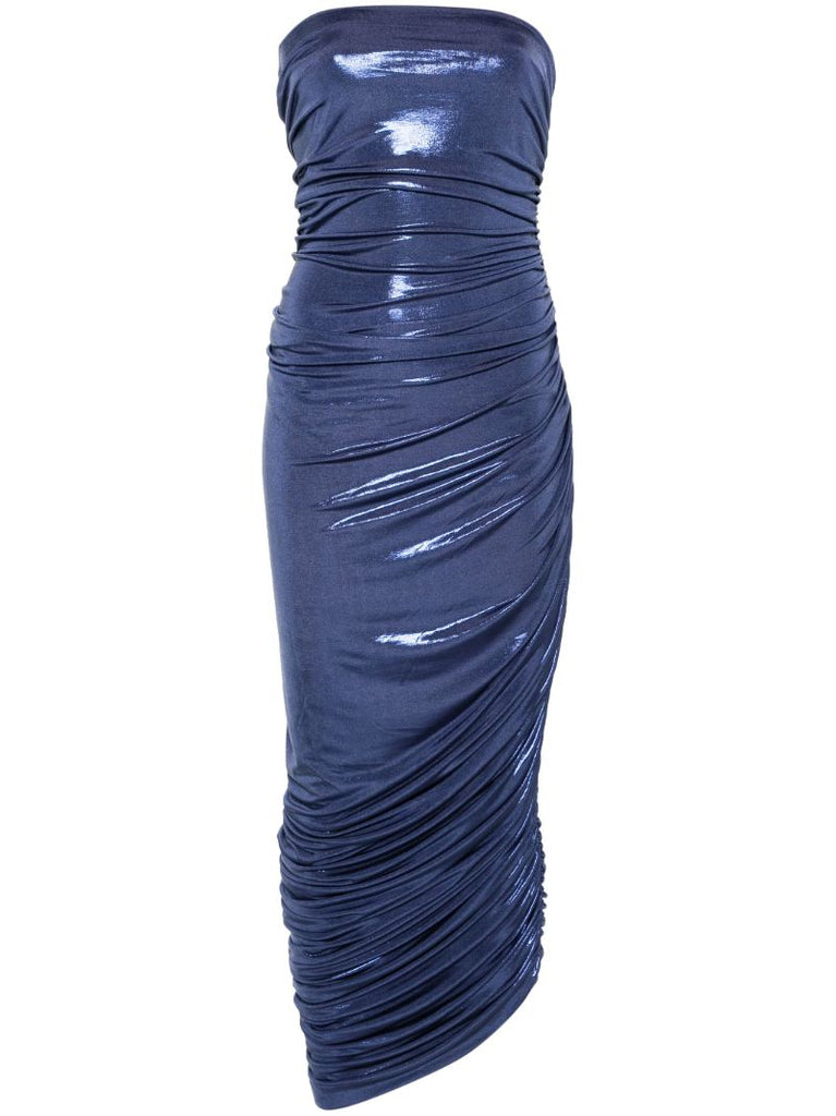 Blue Diana Ruched Metallic Gown