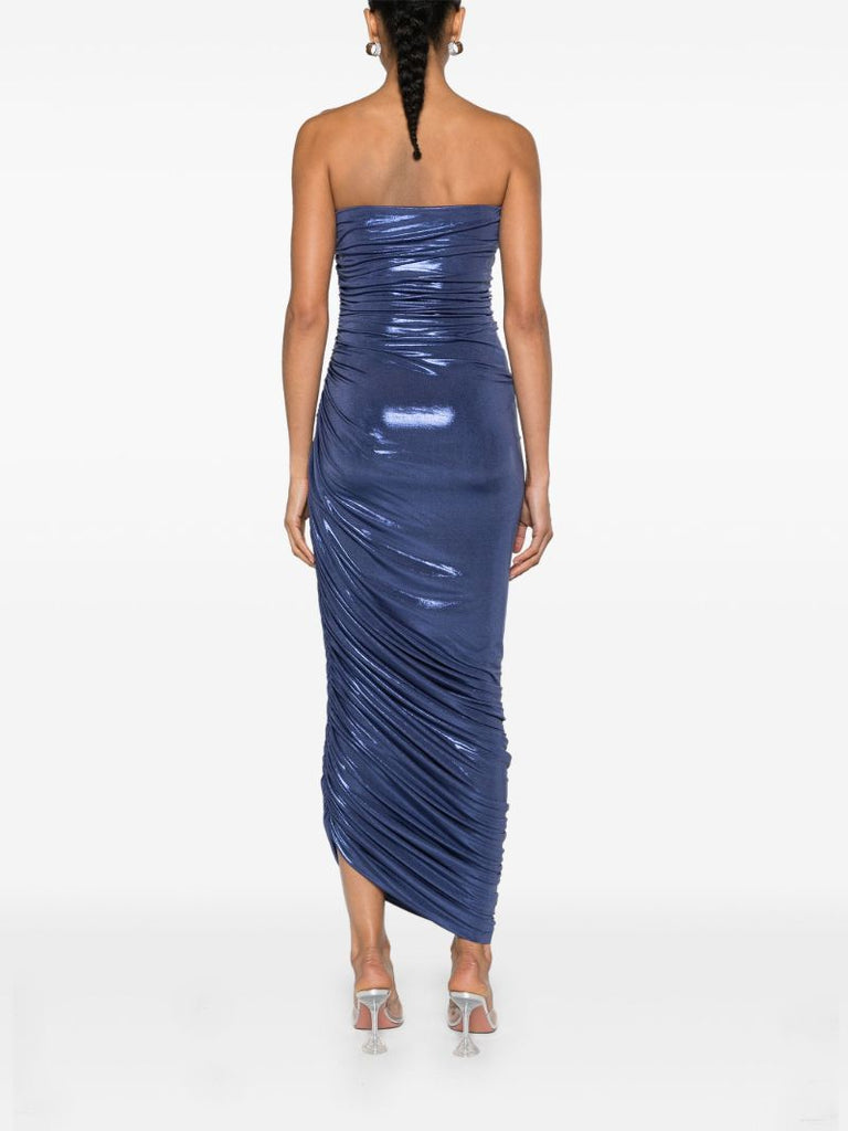 Blue Diana Ruched Metallic Gown
