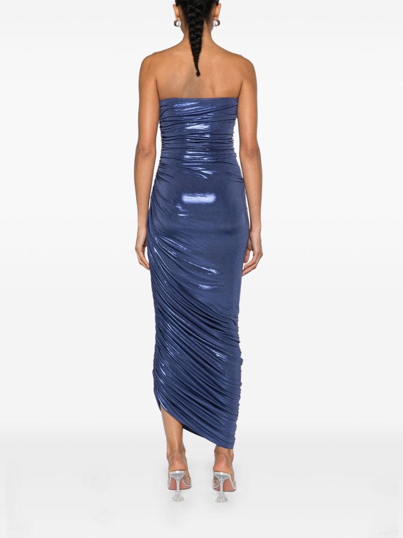 Blue Diana Ruched Metallic Gown