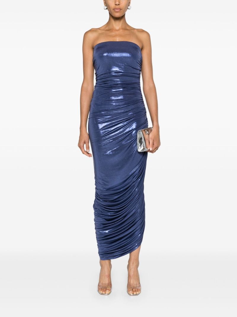 Blue Diana Ruched Metallic Gown