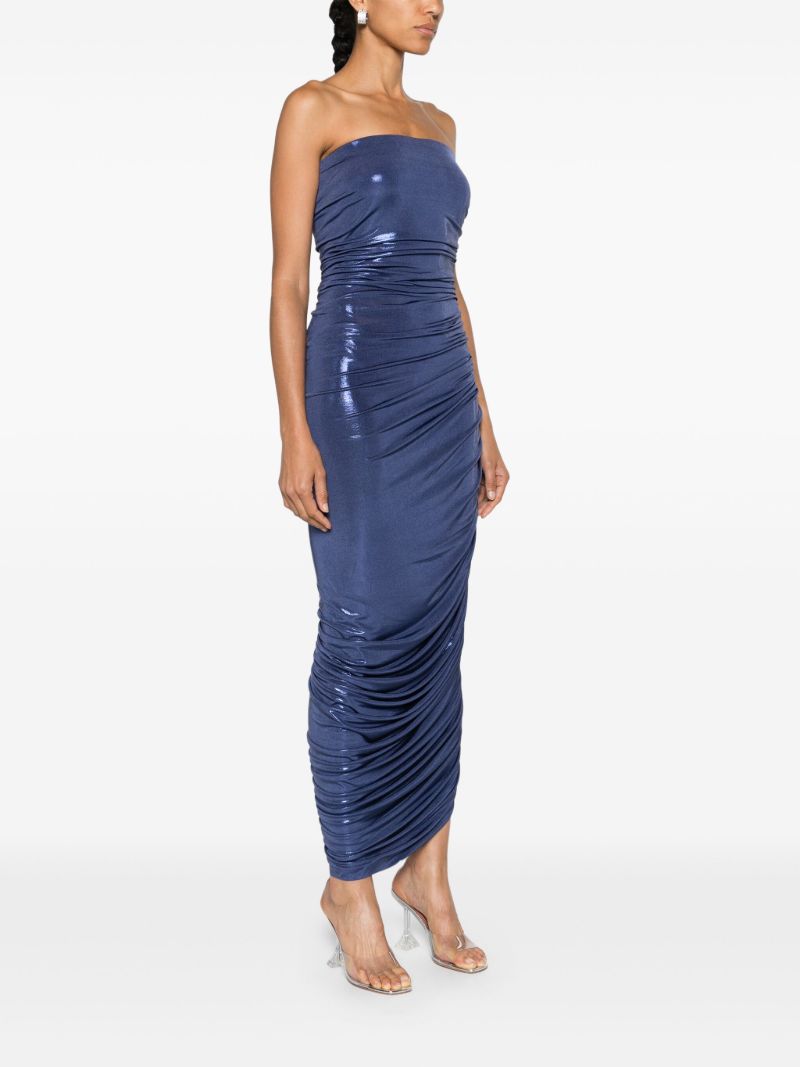 Blue Diana Ruched Metallic Gown