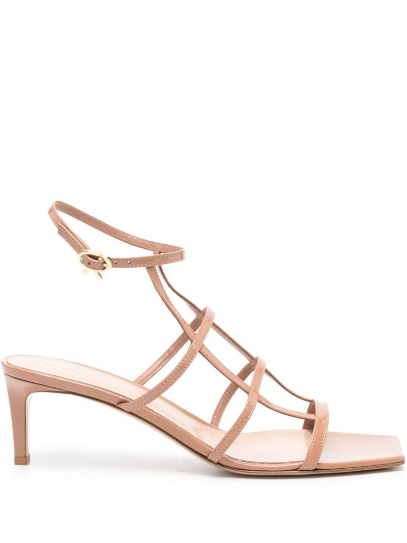 Beige Caged Leather Sandals