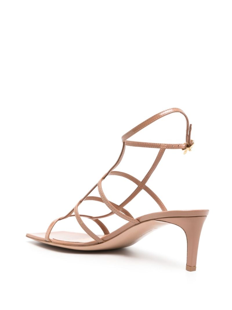 Beige Caged Leather Sandals