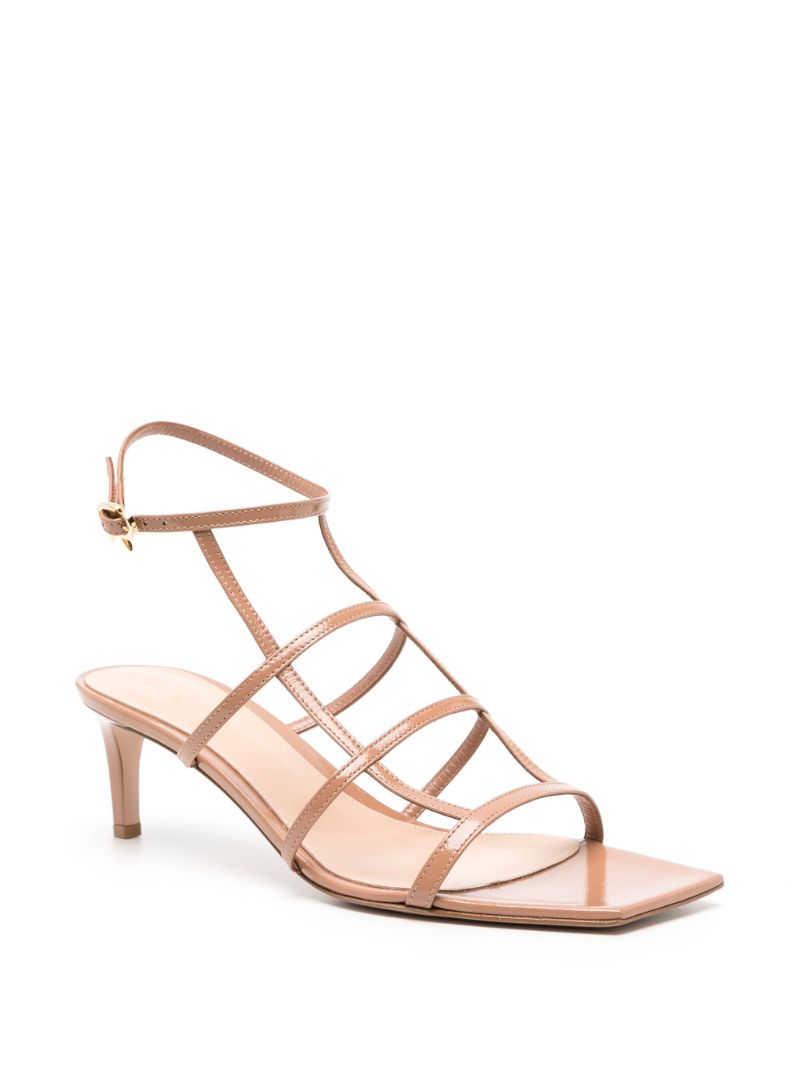 Beige Caged Leather Sandals