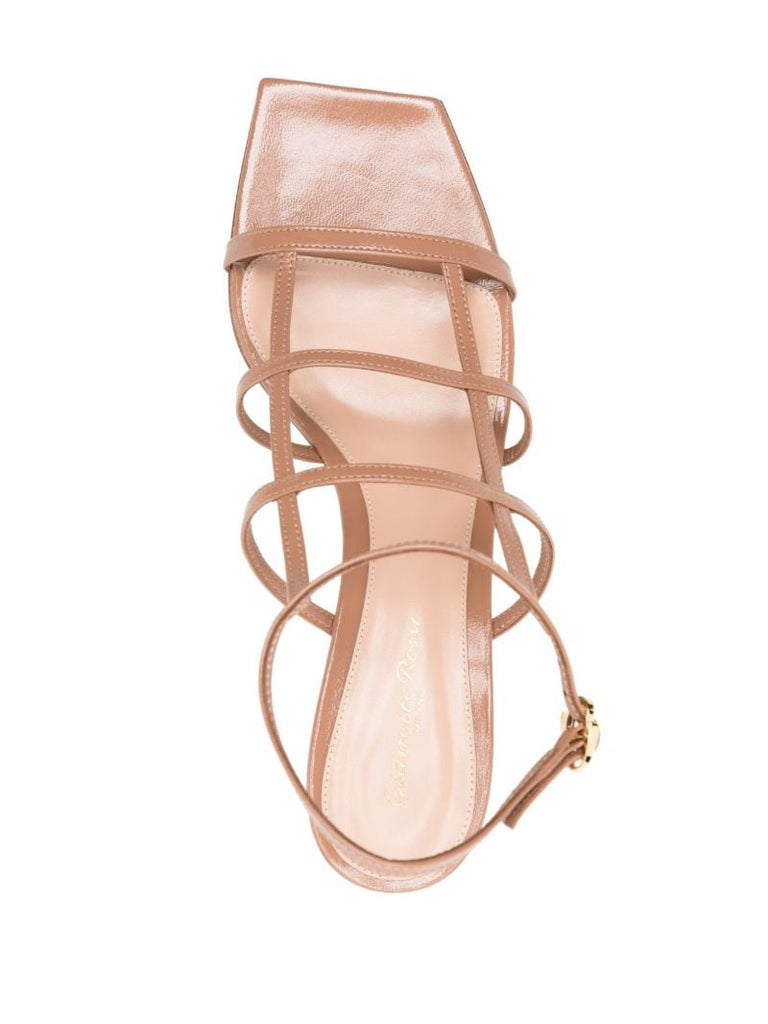 Beige Caged Leather Sandals