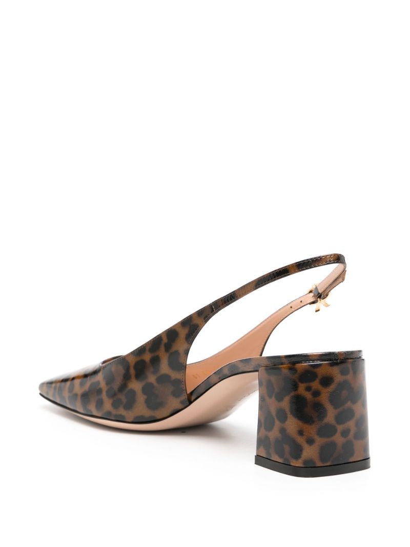 Brown Leopard Print Matte Leather Sling-back Pumps