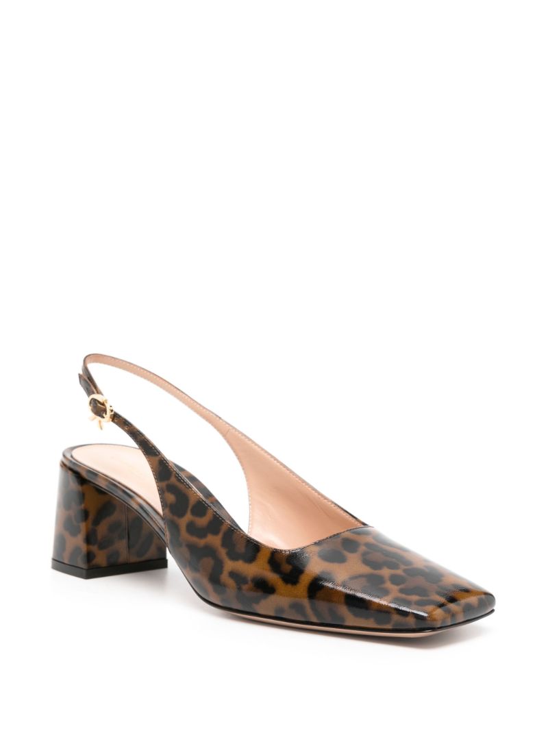 Brown Leopard Print Matte Leather Sling-back Pumps