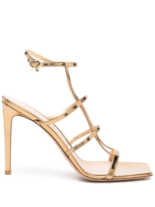 Gold-tone Caged 95mm Patent Leather Sandals