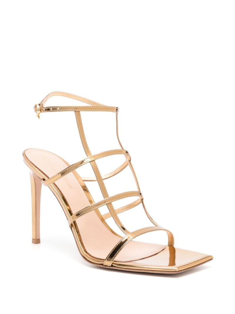 Gold-tone Caged 95mm Patent Leather Sandals