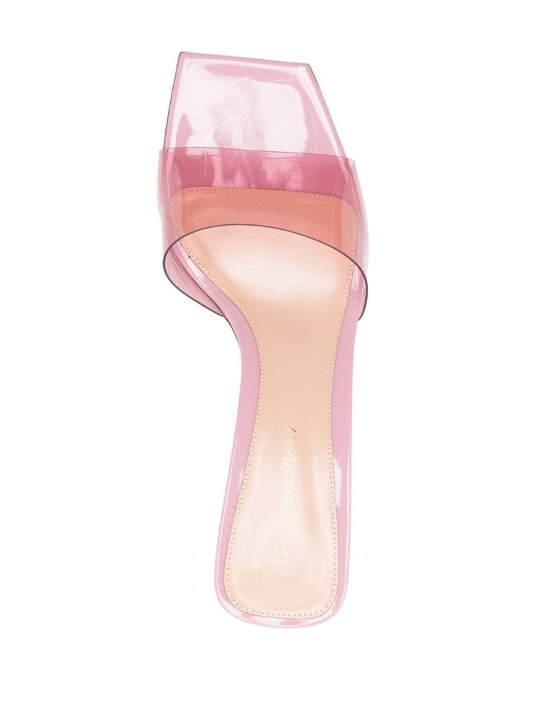 Pink Transparent Block Heel Mules