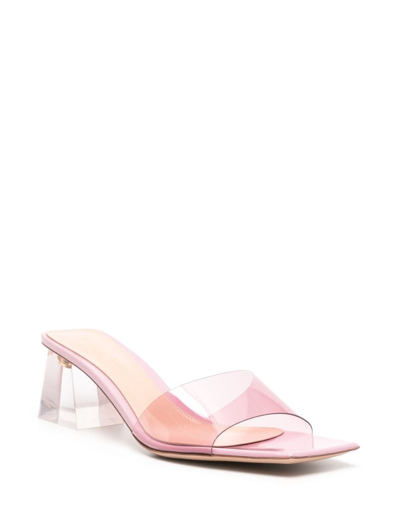Pink Transparent Block Heel Mules