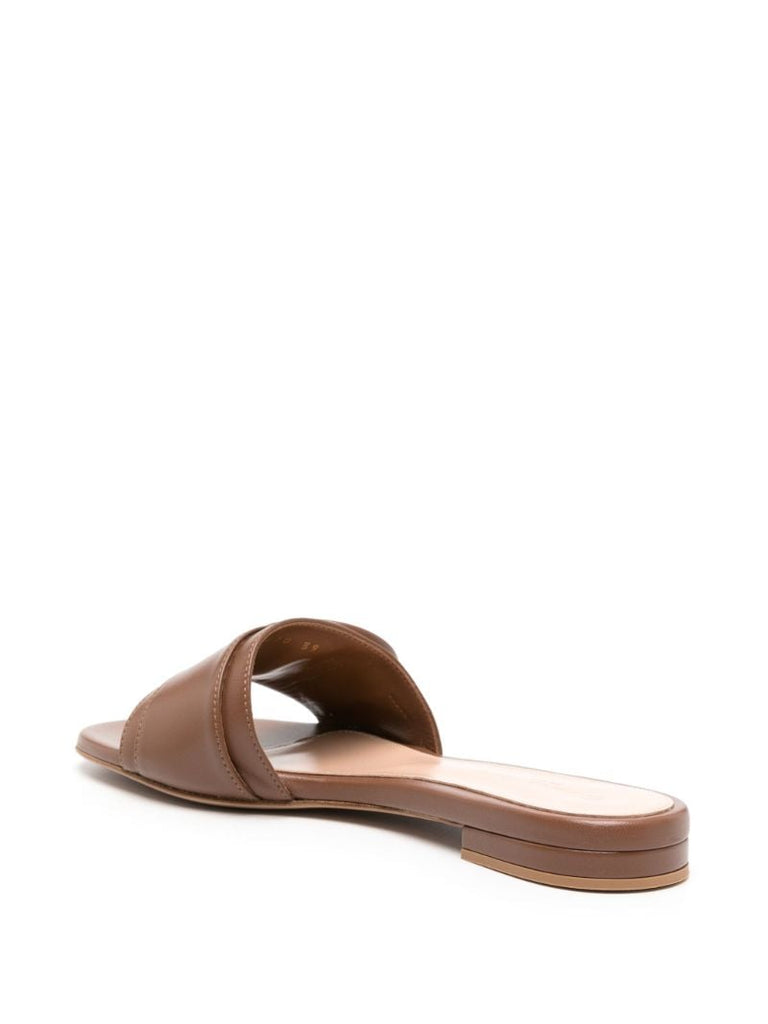 Brown Venezia Flat Leather Sandals
