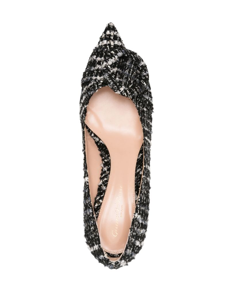 Black and White Buckle Detail Tweed Pumps